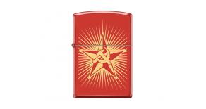 Зажигалка ZIPPO Серп и Молот и Звезда, с покрытием Red Matte, латунь/сталь, красная, 36x12x56 мм
